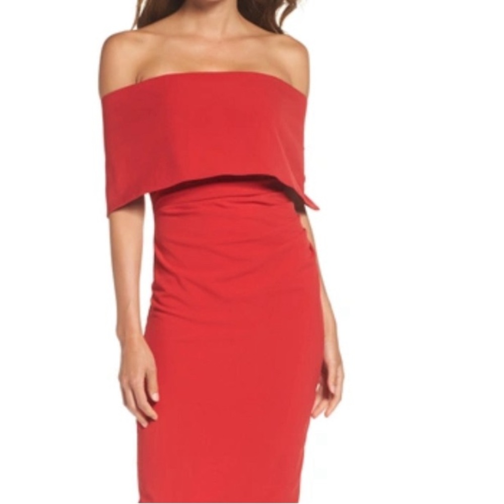 Vince Camuto Red Off the Shoulder Gown 8